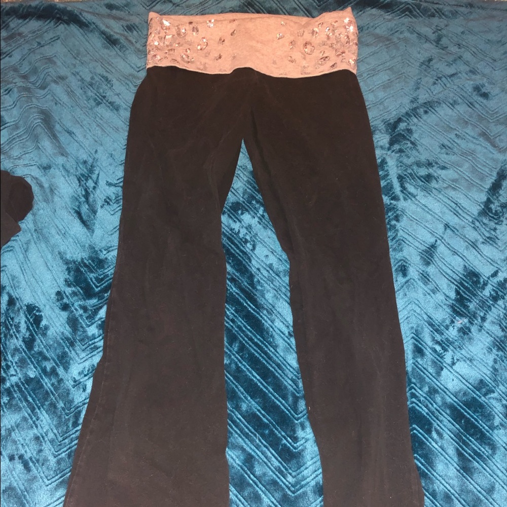 Black flare with grey band with sequins